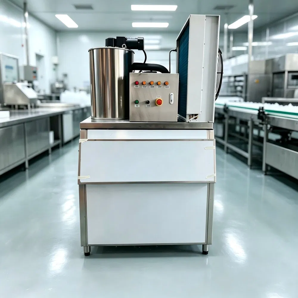 1 Ton Rapid Ice Solidification Flake Ice Maker Machine Flake Ice Making Machine for Seafood Processing Plant Raw Material Cooling