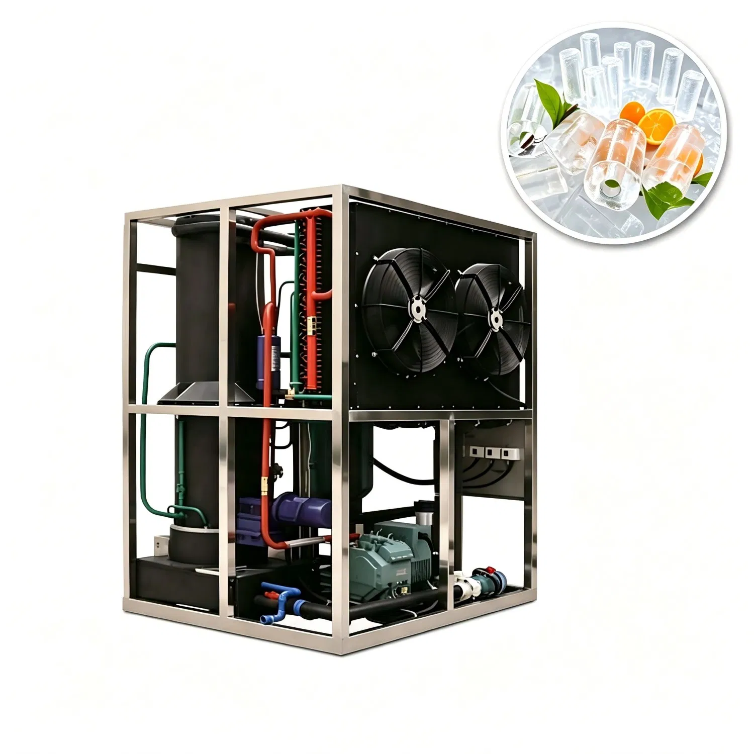 1 Ton Durable Hygienic Build Tube Ice Making Machine for Chemical Plant