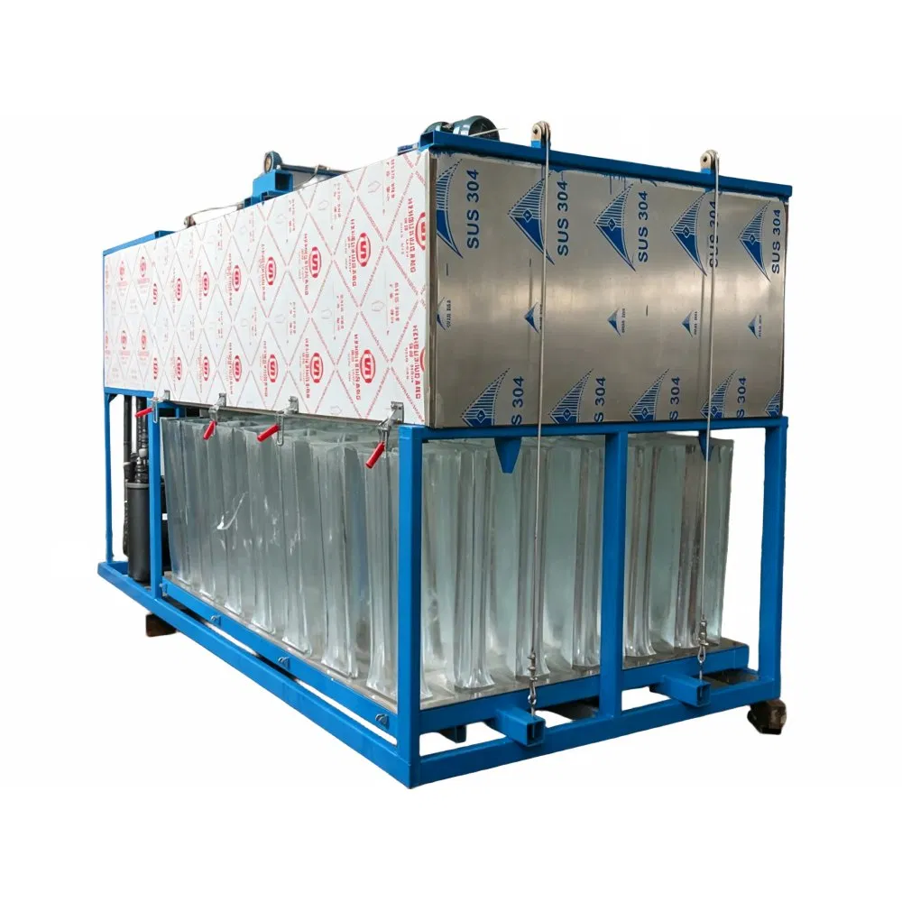 Commercial Grade Refrigeration System Direct Cooling Block Ice Making Machine for Food Distribution